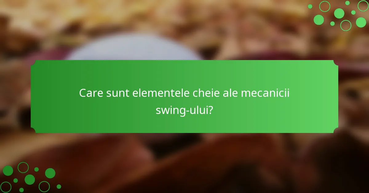 Care sunt elementele cheie ale mecanicii swing-ului?