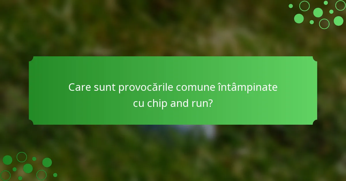 Care sunt provocările comune întâmpinate cu chip and run?