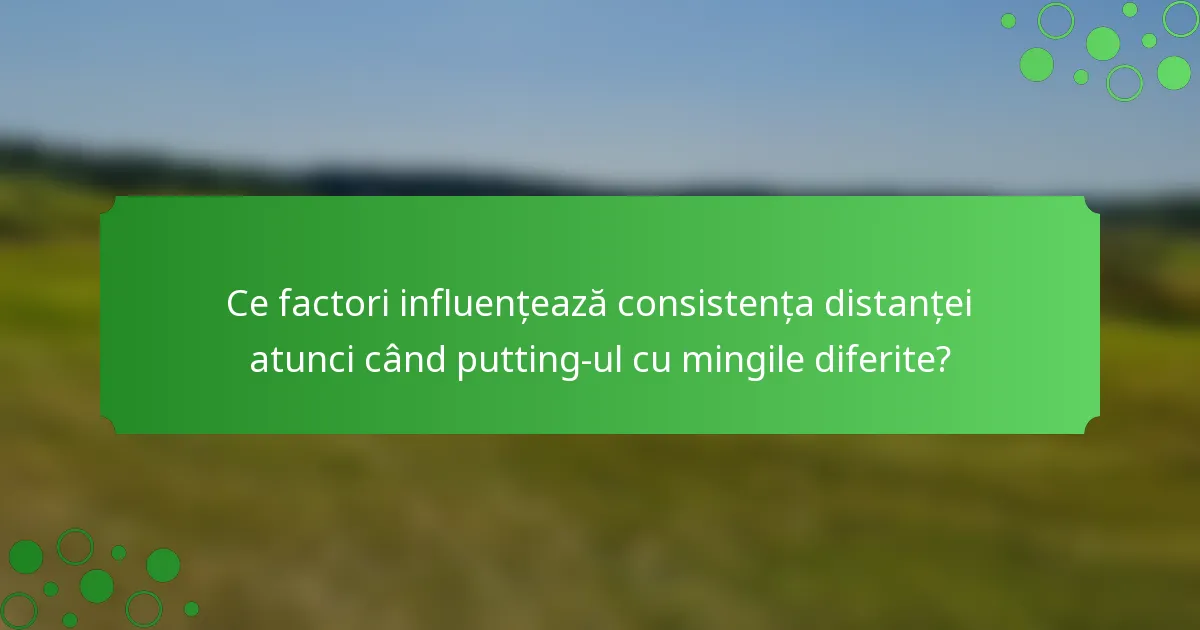 Ce factori influențează consistența distanței atunci când putting-ul cu mingile diferite?