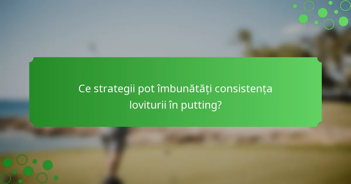 Ce strategii pot îmbunătăți consistența loviturii în putting?