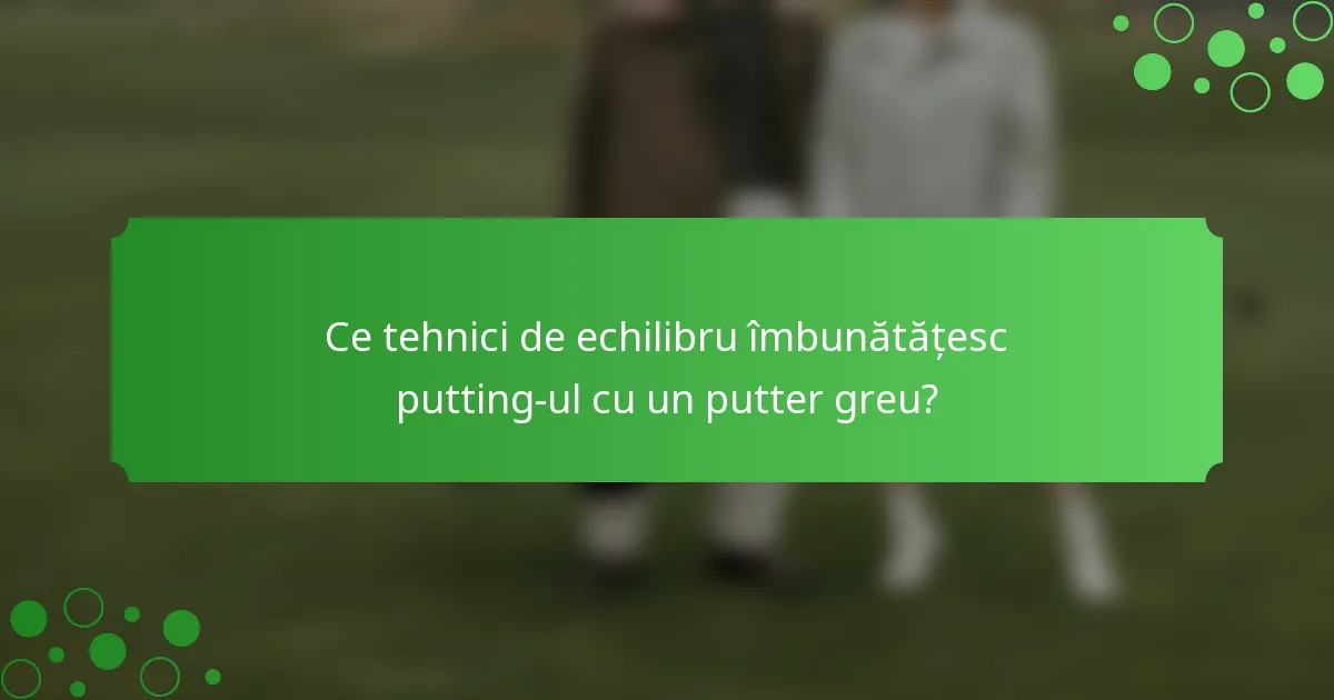 Ce tehnici de echilibru îmbunătățesc putting-ul cu un putter greu?