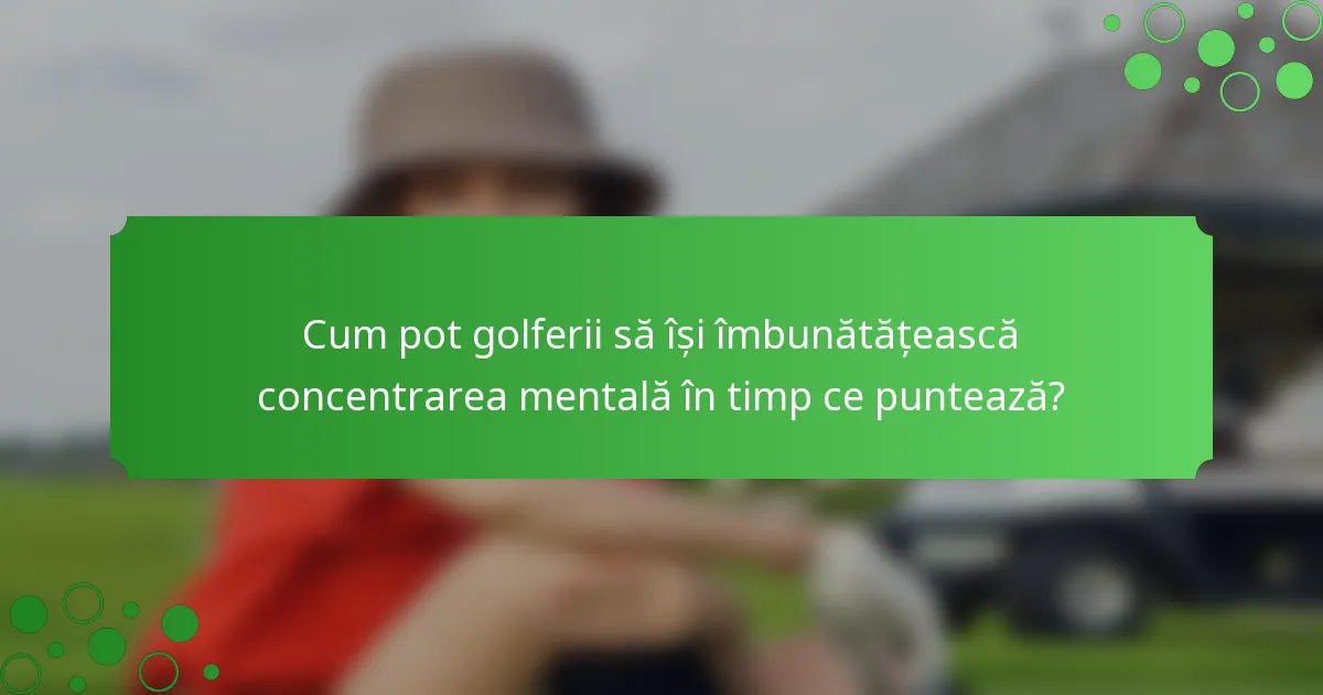 Cum pot golferii să își îmbunătățească concentrarea mentală în timp ce puntează?
