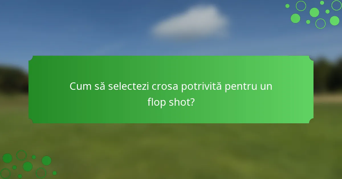 Cum să selectezi crosa potrivită pentru un flop shot?